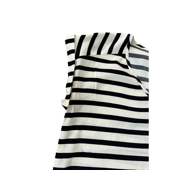Comfortable Express Cap Sleeve Top Size S Black White Striped Knit - Picture 4 of 10